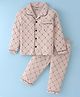 Smarty Boys 100% Cotton Knit Full Sleeves Night Suit With Anchors Print - Desert Sand