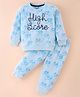 Smarty Boys 100% Cotton Knit Full Sleeves T-Shirt & Lounge Pants Set With Text Print - Aqua Blue
