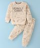 Smarty Boys 100% Cotton Knit Full Sleeves T-Shirt & Lounge Pants Set With Jungle Camp Print - Khaki