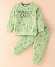 Smarty Boys 100% Cotton Knit Full Sleeves T-Shirt & Lounge Pants Set With Jungle Camp Print - Pista Green
