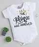TINY MINY MEE Cotton Half Sleeves Glitter Text Printed Onesie  - White