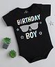 TINY MINY MEE Cotton Vinyl  Half Sleeves Birthday  Printed Sparkling Onesie - Black
