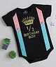 TINY MINY MEE Cotton Half Sleeves Half Birthday Special Glitter Printed Onesie - Black