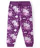 Babyhug Cotton Knit Full Length Lounge Pants With Floral Print - Purple