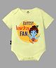 The Peppy Tend 100% Cotton Half Sleeves Janmashtami Theme Cutest Kanha Fan Text Printed Onesie - Yellow