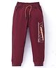 Smarty Boys 100% Cotton Lycra Loop Knit Full Length Lounge Pant with Text Print - Maroon
