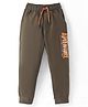 Smarty Boys 100% Cotton Knit Full Length Track Pant with Text Print - Green