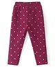 Babyhug French Terry Knit Full Length Stretchable Jeggings with Polka Dot Print - Maroon