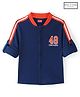 Babyhug Cotton Knit Full Sleeves Rib Collar Solid Shirt with Number Embroidery - Navy Blue