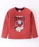 Taeko Single Jersey Full Sleeves T-Shirt with Text & Tennis Print - Red