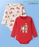 Babyoye 100% Cotton With Eco Jiva Finish Full Sleeves Onesies Christmas Theme Pack of 2 - Red