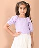Lilpicks Couture Organic Cotton Three Fourth Sleeves Smocked Top - Lilac