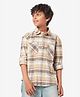 Lilpicks Couture Organic Cotton Full Sleeves Checked Shirt - Beige