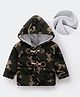 Kookie Kids Full Sleeves Hooded Winter Fur Jacket with Camouflage Design - Dark Green