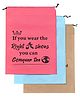 Play Nation Multipurpose Storage Woven Shoe Bag Organiser with Strings Essential Pack of 3 - Pink