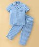 Under Fourteen Only Cotton Woven Half Sleeves Striped Night Suit - Blue