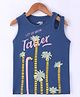 Under Fourteen Only Cotton Glitter & Animal Face Printed Tank Top - Navy Blue