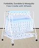 Baby Cradle with Mosquito Net & Wheel - Blue
