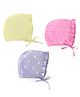 Babyhug Cambric Woven Cap with Knot Polka Dot & Floral Print Pack of 3 - Multicolor