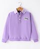 Little Kangaroos Cotton Woven Full Sleeves Collar Neck Sweatshirt With Text Patch Detailing - Mauve