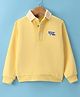 Little Kangaroos Cotton Woven Full Sleeves Collar Neck Sweatshirt With Text Patch Detailing - Light Yellow