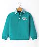 Little Kangaroos Cotton Woven Full Sleeves Collar Neck Sweatshirt With Text Patch Detailing - Teal Blue