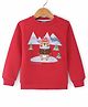 Little Kangaroos Cotton Full Sleeves Sweatshirt with Bear Embroidery Detailing - Red