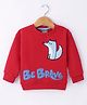 Little Kangaroos Cotton Full Sleeves Sweatshirt with Text Print & Fox Embroidery Detailing - Red