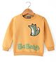 Little Kangaroos Cotton Full Sleeves Sweatshirt with Text Print & Fox Embroidery Detailing - Cheese