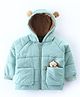 Little Kangaroos Full Sleeves Padded Hooded Winter Jacket - Pista