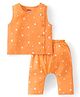 Babyhug 100% Cotton Sleeveless Jhabla & Pyjama Set Polka Dots Print - Orange
