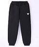 Little Kangaroos Cotton Full Length Fleece Pant Heart Print - Black