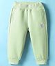 Little Kangaroos Cotton Full Length Fleece Pant Heart Print - Light Green