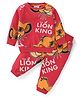 Babyhug Disney Terry Knit Full Sleeves T-Shirt & Lounge Pants Co-Ord Set With Lion King Graphics - Red