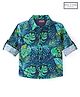 Babyhug Cotton Knit Full Sleeves  Shirt  with Tropical  Print - Navy Blue