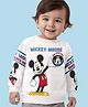 Babyhug Disney Terry Knit Full Sleeves Sweatshirt with Mickey Mouse Graphics - White