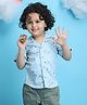 Polka Tots Cotton Half Sleeves Birds Printed Shirt  - Blue