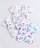 Polka Tots Pack Of 3 Cotton Half Sleeves  Elephant Printed Jhablas - White