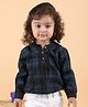 Polka Tots Cotton Full Sleeves Checked  Hoodie Shirt - Blue
