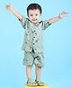Polka Tots Cotton Half Sleeves Zebra Printed Shirt & Shorts Set - Green