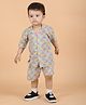 Polka Tots Cotton Half Sleeves Animal Printed Shirt & Shorts Set - Multi Colour