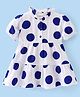 Babyhug 100% Cotton Woven Half Sleeves  Tiered Frock with Boby Print - White & Blue