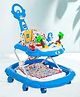 Mee Mee 360° Baby Activity Walker with 3 Level Adjustable Height, Foot Mat, Musical Detachable Toy Bar | Parental Push Handle, Anti-Rollover Folding Walker - Blue