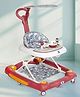 Mee Mee 360° Baby Activity Walker For 7 Level Adjustable Height, Musical Detachable Toy Bar & Light | Parental Push Handle, Anti-Rollover Folding Walker for Kids-Red