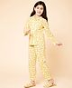 Piccolo Cotton Woven Full Sleeves Elephant Printed Night Suit - Yellow