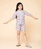 Piccolo Cotton Woven Half Sleeves Elephant Night Suit - Lavender