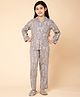 Piccolo Cotton Woven Full Sleeves Fish Printed Night Suit - Grey