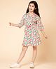 Piccolo Cotton Three Forth Sleeves Floral Printed Skirt And Shirt Set - Off White