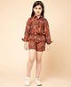 Piccolo Cotton Full Sleeves Paisley Printed Shirts And Short Set -Brown