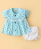 Mom's pet Cotton Hearts Printed & Lace Detailed Dress With Bloomer - Blue